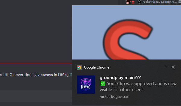 slightly odd Chrome notification pop-up on Windows 10 for post (clip) approval.