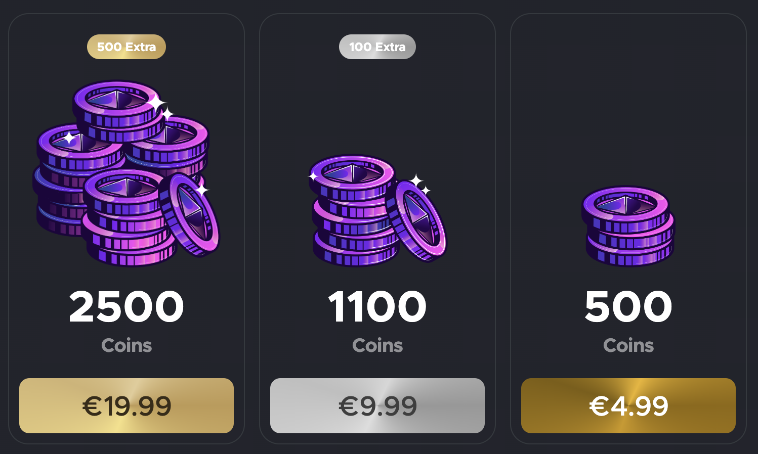 In the "Get Premium" page, the coins aren't the same used in the Coins page.