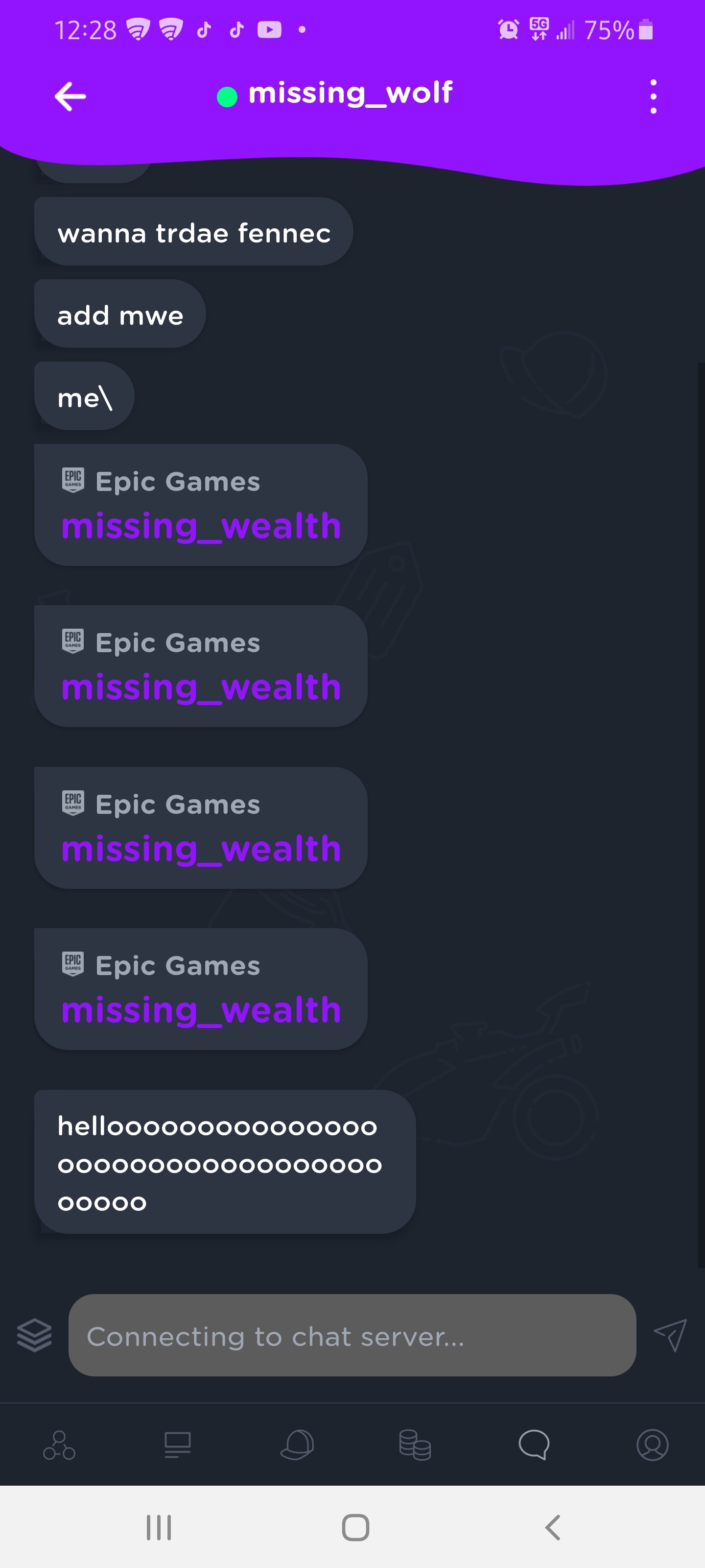 Connecting to chat server…