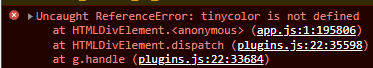 tinycolor is not defined - can't select colors for designs