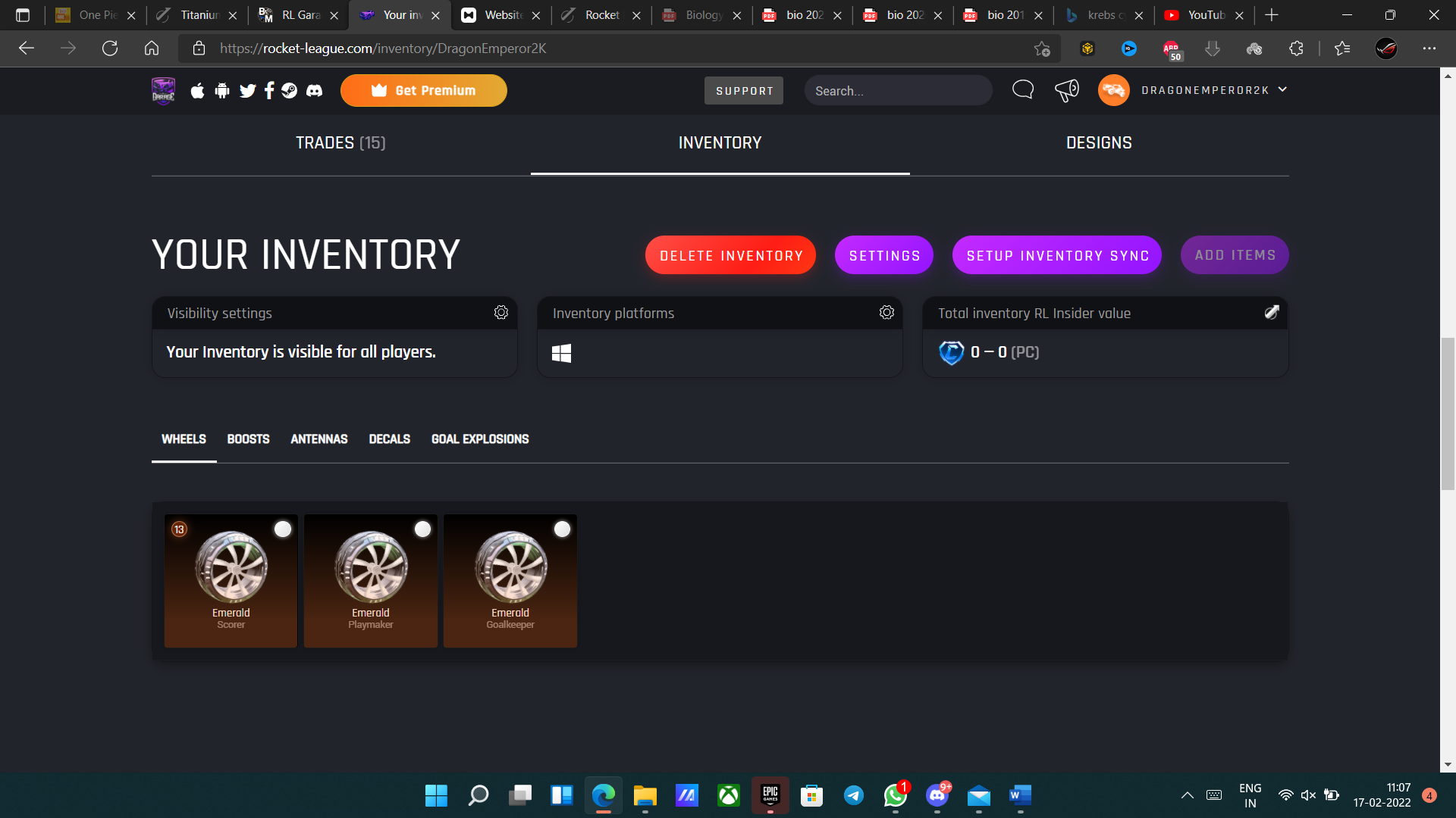 Your Inventory feature isnt showing value of inventory