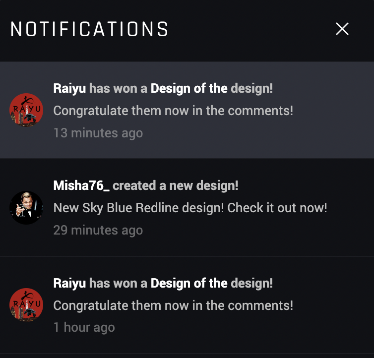 Design of the Day notifications text is wrong.