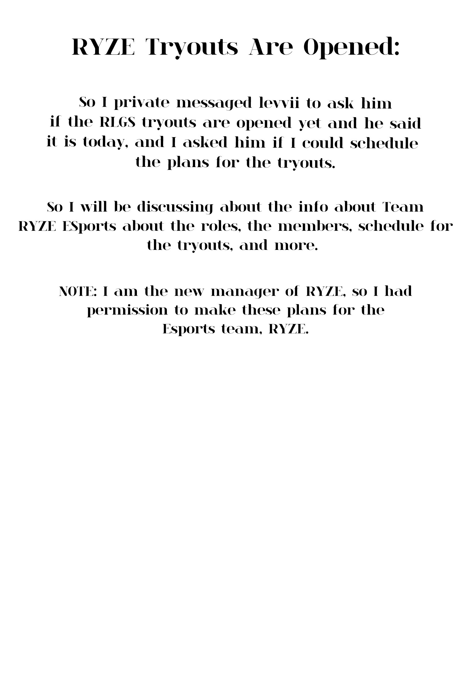 The RYZE ESports Tryouts Are Opened Again…