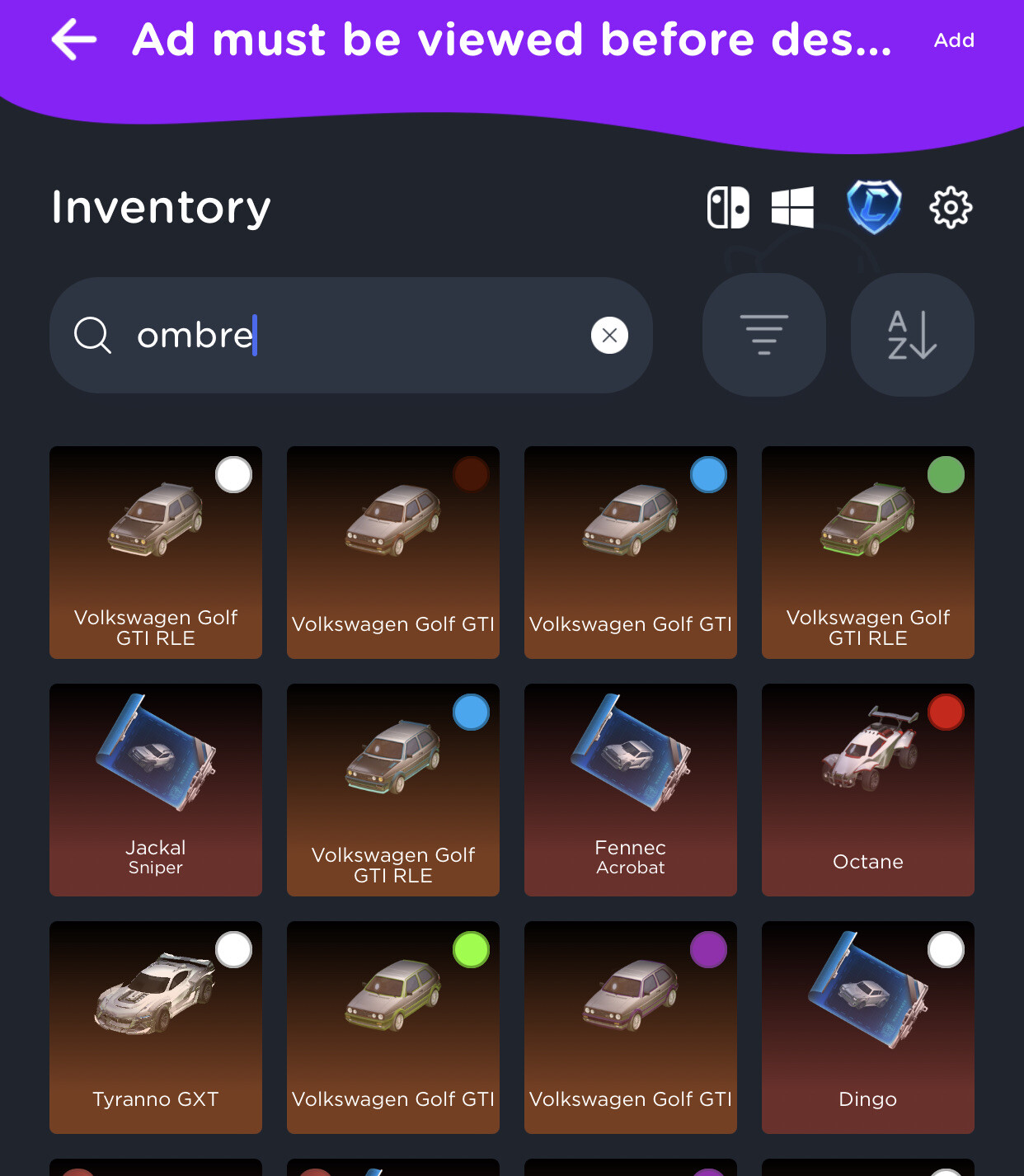 Inventory search is confused