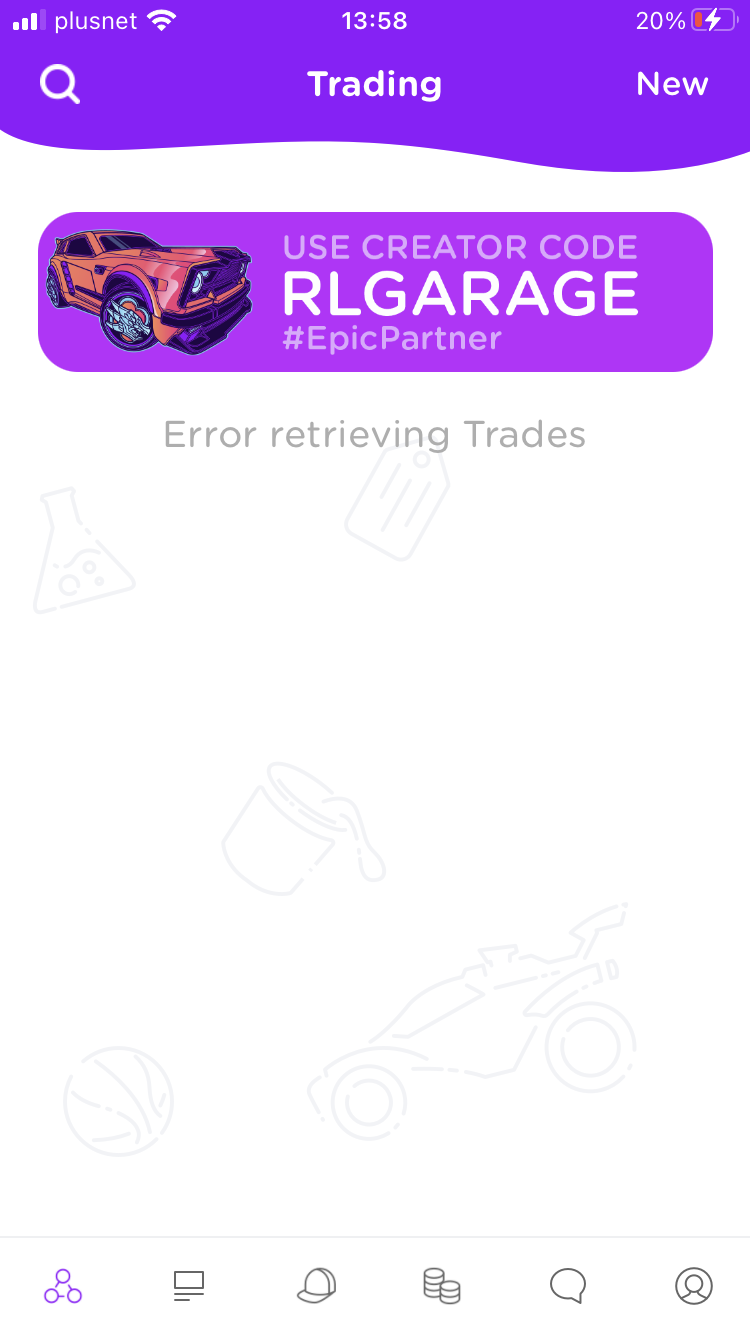 Won't let me see trades and won't let me text